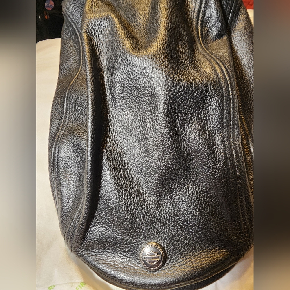 Vintage Harley-Davidson Black Soft Leather Cabbie Hat with Shield Eagle XL